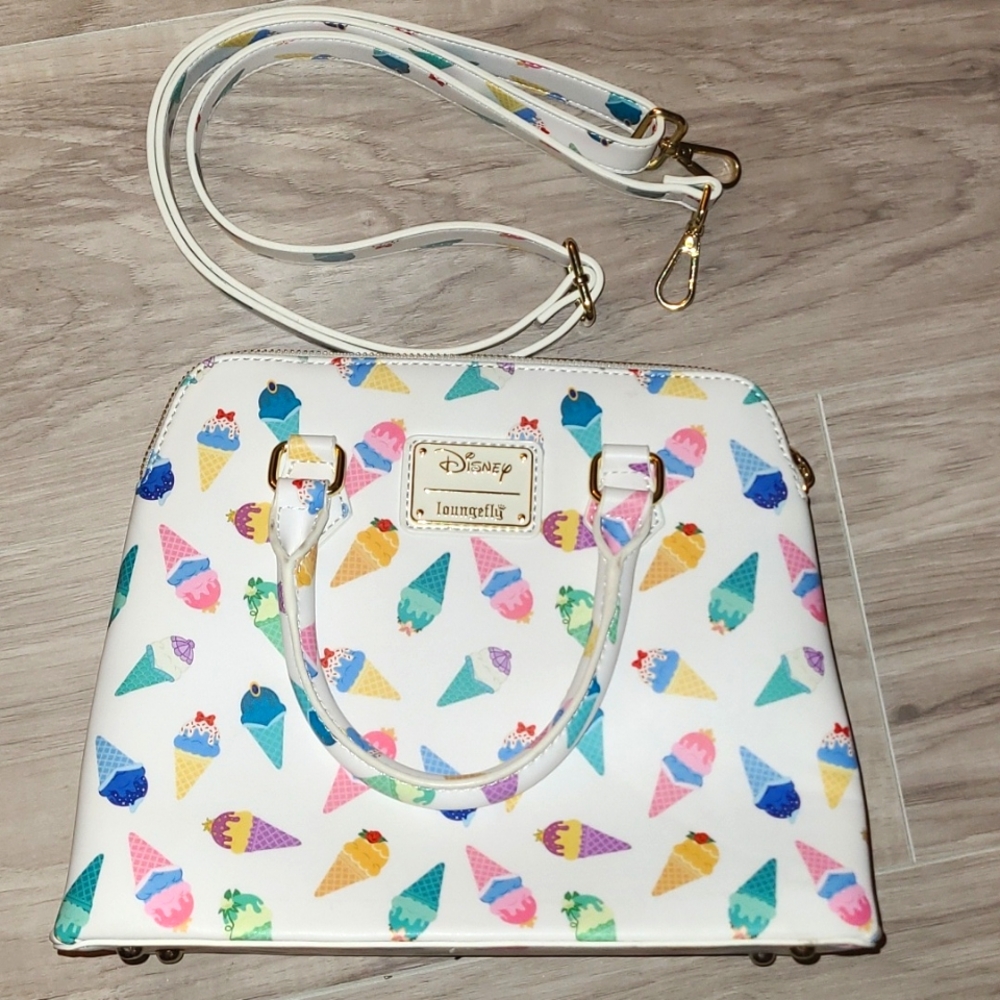 👑🍦DISNEY PRINCESS ICE CREAM CONE PURSE /LOUNGEFLY BAG with additional strap